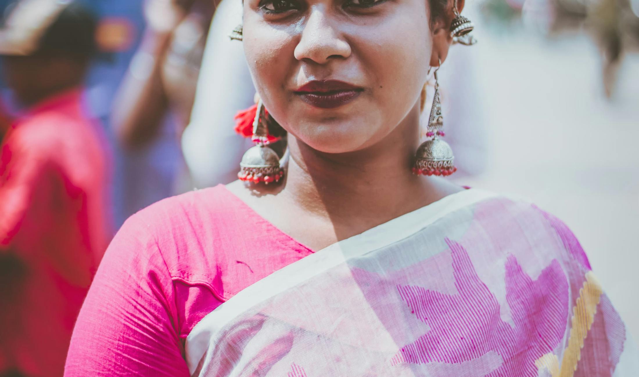 Woman in graceful festivewear with soft lighting
